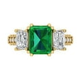 thumbnail image 1 of Three-Stone Engagement Ring for Women - 4.27ct Simulated Emerald in 18K Yellow Gold Promise Ring, 1 of 6