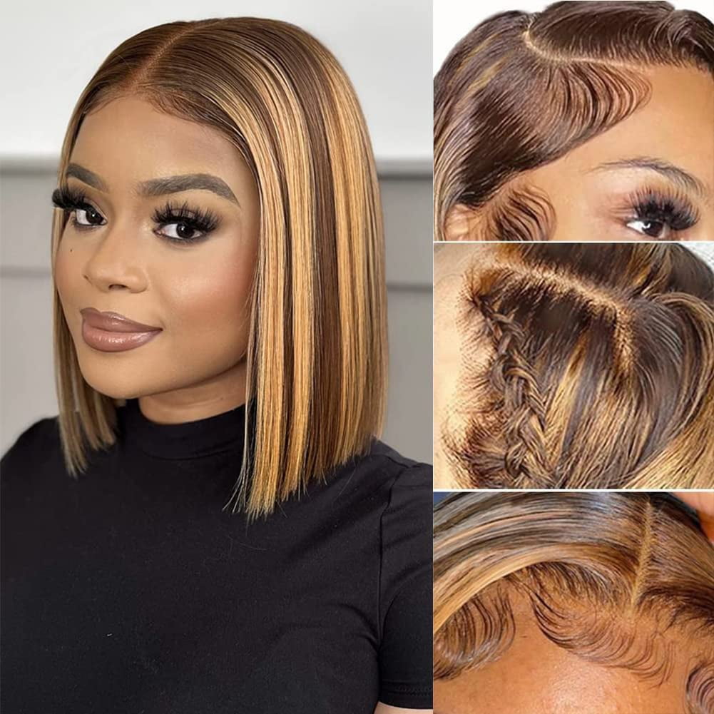 Maxine Ombre Bob Wigs Pre Plucked Highlight 13x6 Short Lace India | Ubuy