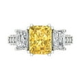 thumbnail image 1 of 4.27 ct Emerald Cut Natural Citrine 3 Stone 14K White Gold Womens Engagement Ring, 1 of 5