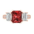 thumbnail image 1 of 4.27 ct Emerald Cut Natural Garnet 3 Stone 18K Rose Gold Womens Engagement Ring, 1 of 5