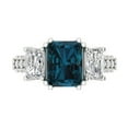 thumbnail image 1 of 4.27 ctw 3 Stone Anniversary Ring for Women | Emerald Cut Natural London Blue Topaz | Hyperallergenic Solid 14K White Gold, 1 of 5