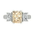 thumbnail image 1 of 4.27 ct Emerald Cut Natural Morganite 3 Stone 18K White Gold Womens Engagement Ring, 1 of 6