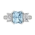 thumbnail image 1 of 4.27 ct Emerald Cut Natural Sky Blue Topaz 3 Stone 18K White Gold Womens Engagement Ring, 1 of 5
