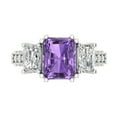 thumbnail image 1 of 4.27 ct Emerald Cut Simulated Alexandrite 3 Stone 14K White Gold Womens Engagement Ring, 1 of 5