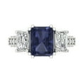 thumbnail image 1 of 4.27 ct Emerald Cut Simulated Blue Sapphire 3 Stone 18K White Gold Womens Engagement Ring, 1 of 5
