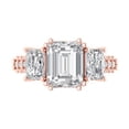 thumbnail image 1 of 4.27 ctw 3 Stone Anniversary Ring for Women | Emerald Cut Zirconia Diamond | Hyperallergenic Solid 18K Rose Gold, 1 of 5