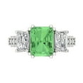 thumbnail image 1 of 4.27 ct Emerald Cut Simulated Green Diamond 3 Stone 18K White Gold Womens Engagement Ring, 1 of 5