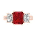 thumbnail image 1 of 4.27 ct Emerald Cut Simulated Ruby 3 Stone 14K Rose Gold Womens Engagement Ring, 1 of 5