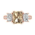 thumbnail image 1 of 4.27 ct Emerald Cut Yellow Moissanite 3 Stone 18K Rose Gold Womens Engagement Ring, 1 of 5