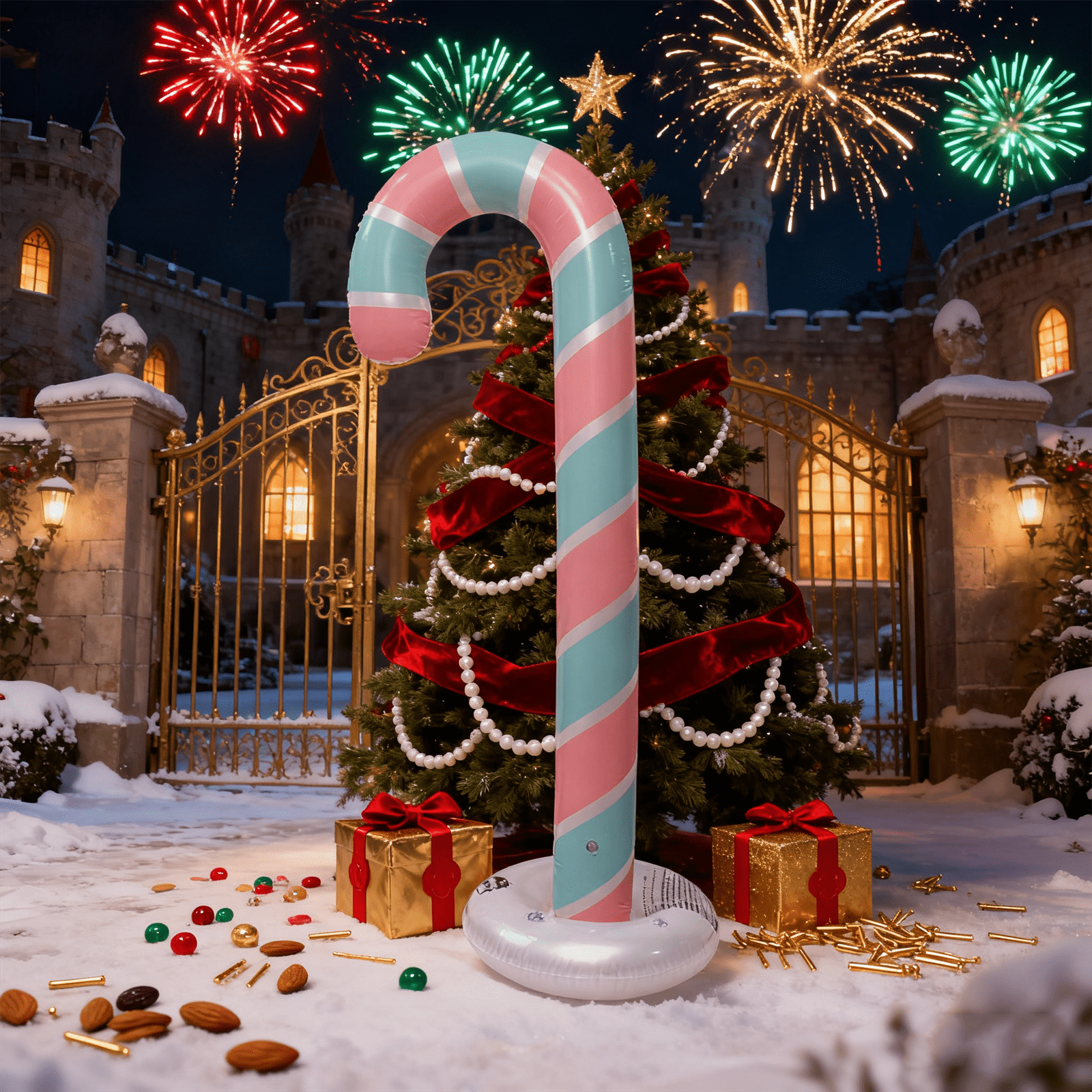4.2Ft Christmas Inflatable Decorations,Jumbo Candy Cane Inflatable