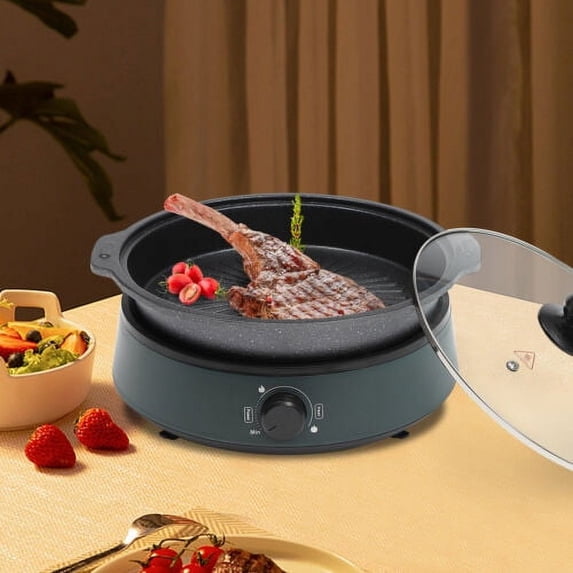 4.2QT Multifunction Split Electric Hot Pot Non Stick Cooker 4L Fry Soup Stew Pot