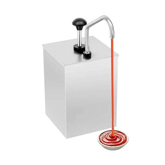 4.2Qt Sauce Dispenser Pump, 304 Stainless Steel Condiment Pump Station, Squeeze Condiment Dispenser for Ketchup Sauce Syrup Jam Salad Dressing for Home Kitchen Restaurant