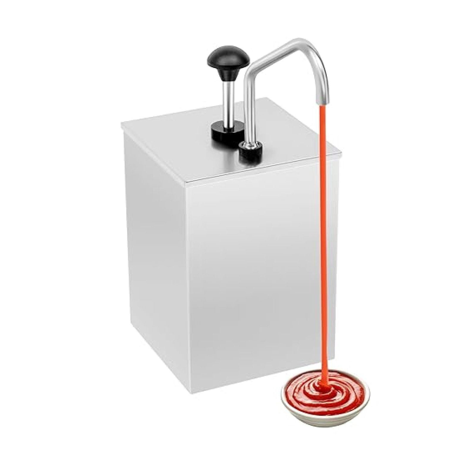 4.2Qt Sauce Dispenser Pump, 304 Stainless Steel Condiment Pump Station, Squeeze Condiment Dispenser for Ketchup Sauce Syrup Jam Salad Dressing for Home Kitchen Restaurant