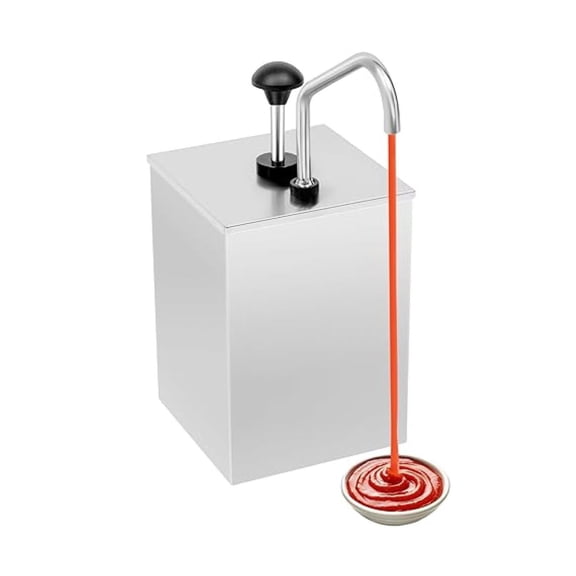 4.2Qt Sauce Dispenser Pump, 304 Stainless Steel Condiment Pump Station, Squeeze Condiment Dispenser for Ketchup Sauce Syrup Jam Salad Dressing for Home Kitchen Restaurant