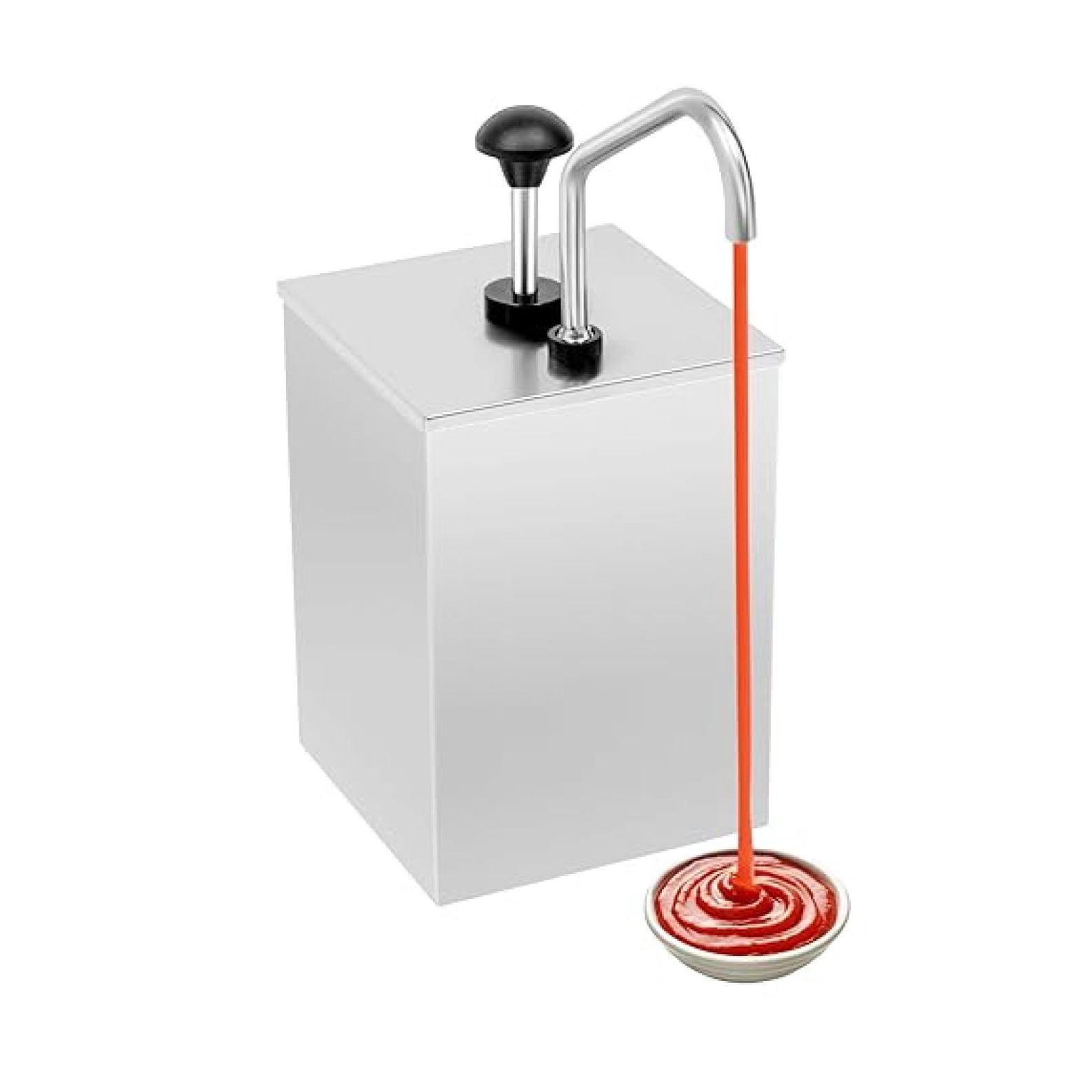 4.2Qt Sauce Dispenser Pump, 304 Stainless Steel Condiment Pump Station, Squeeze Condiment Dispenser for Ketchup Sauce Syrup Jam Salad Dressing for Home Kitchen Restaurant