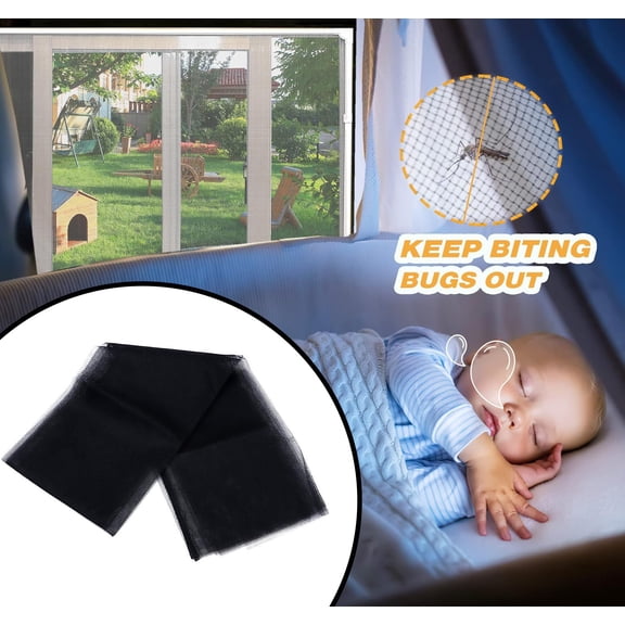 4.2X4.9Ft Self Adhesive Window Screen Mesh Diy Nylon Netting Flexible Screen For Doors Windows Easy Install(Black-150X130Cm)