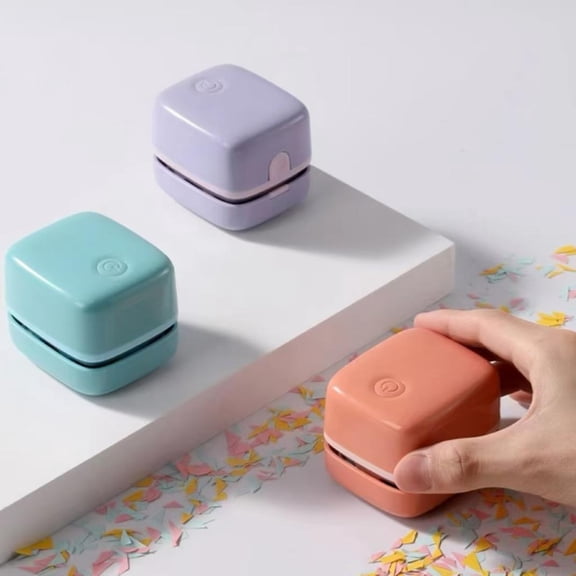 4.2X5X1 Inch Compact Desktop Vacuum Cleaner, Powerful Suction, Sleek & Stylish Purple Mini Tabletop Dust Sweeper For Cleaning Crumbs, Dust, Eraser Shavings In Home, Office, Study