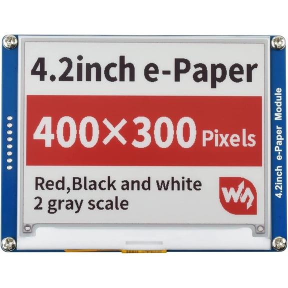 4.2inch E-Ink Display Module Compatible with 5/4B/3B/Zero/Zero W/Zero 2W/Pico/Pico W/Pico WH, 400x300 Resolution Three-Color SPI Interface