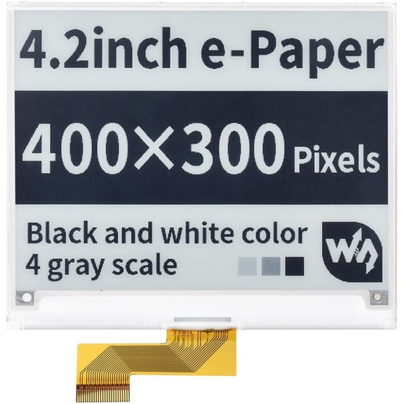 4.2inch E-Paper, 400x300 Resolution Raw Display Suitable for Raspberry/Jetson Nano/Nucleo Main Control Board