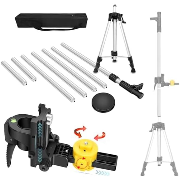 4.2m/13.77ft Multi-Function Laser Level Pole with 3.93ft tripod, 1/4" & 5/8" Threads - Upgraded Universal Mount for 360 Rotation & Front-Back Adjustment$$Tools & Hardware Other