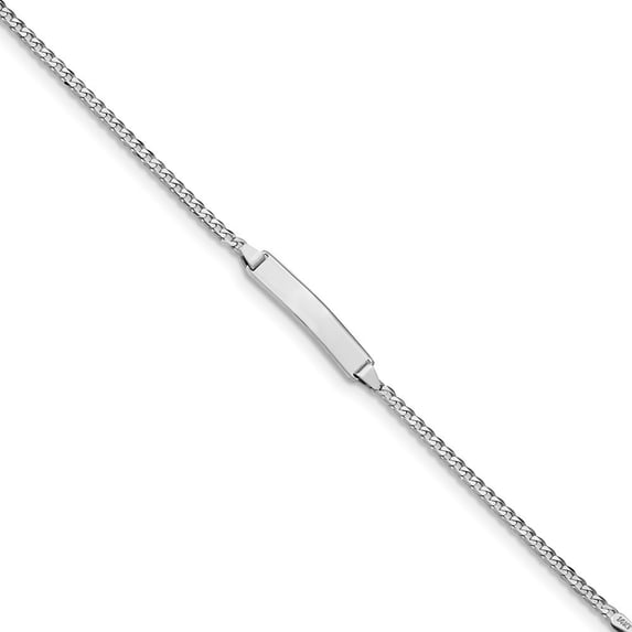 4.2mm 14k White Gold Flat Curb Link ID Bracelet - 1.9 Grams - 5.5 Inch