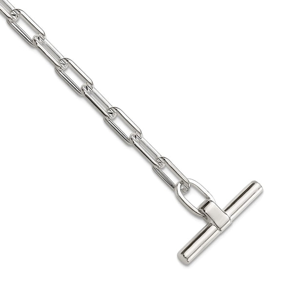 4.2mm 925 Sterling Silver Silver Plated Open Link With 1in Extension Toggle Bracelet 6.5 Inch Link Bracelet for Women