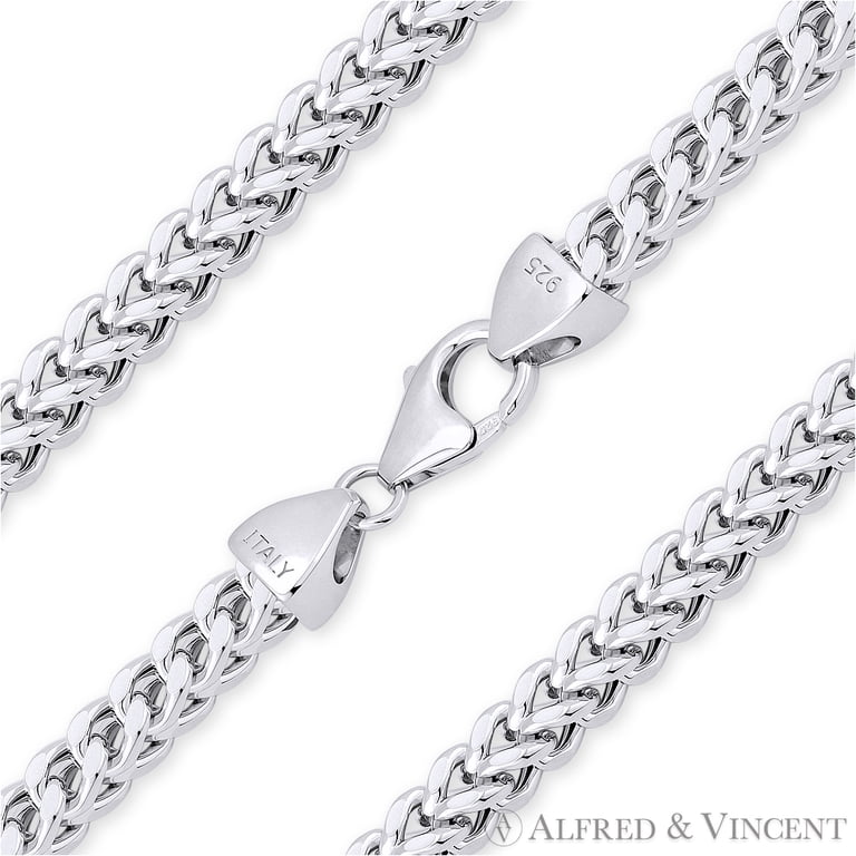Italy 925 Sterling Silver Rhodium 1.4mm Arrow Link Franco  1.4mm Franco Arrow-Link Chain Necklace in .925 Sterling Silver w/ Rhodium - 18\