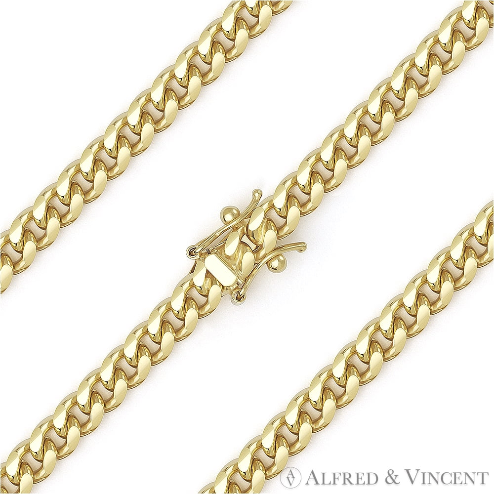 2mm Miami Cuban Link Chain Necklace Real 14K Yellow Gold All Sizes