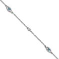 thumbnail image 1 of 4.2mm Ss Rhodium Plated Blue Glass and Cubic Zirconia Evil Eye With 1in Extension Anklet 9.5 Inch Anklet for Women, 1 of 2