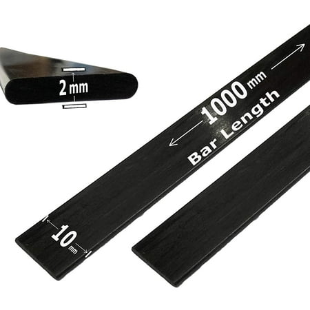 4 2mm x 10mm 1000mm - PULTRUDED-Flat Carbon Fiber Bar. 100% Pultruded high Strength Carbon Fiber. Used for Drones, Radio Controlled Vehicles. Projects requiring high Strength Components