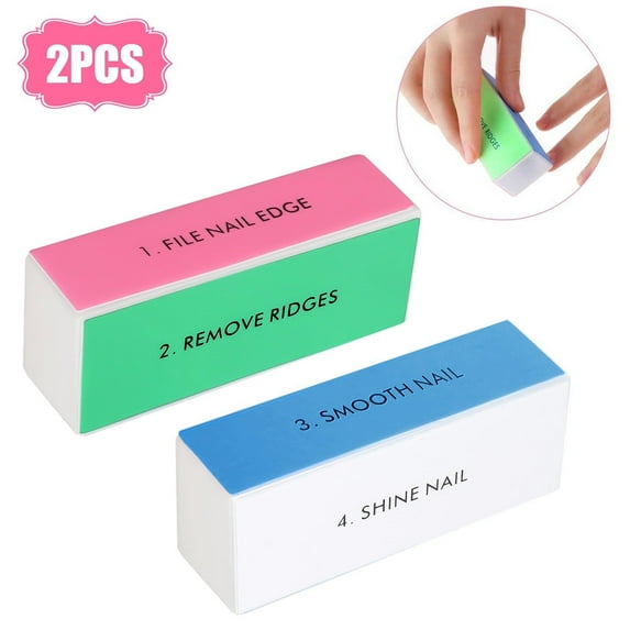 4/2pcs 4 Way Nail Buffer Block, Nail File with 4 Step Buffing, Nail Art Shiner, Mini Natural Nail Polisher, Sanding File Block for Professional Manicure Nail Care DIY Nail Salon