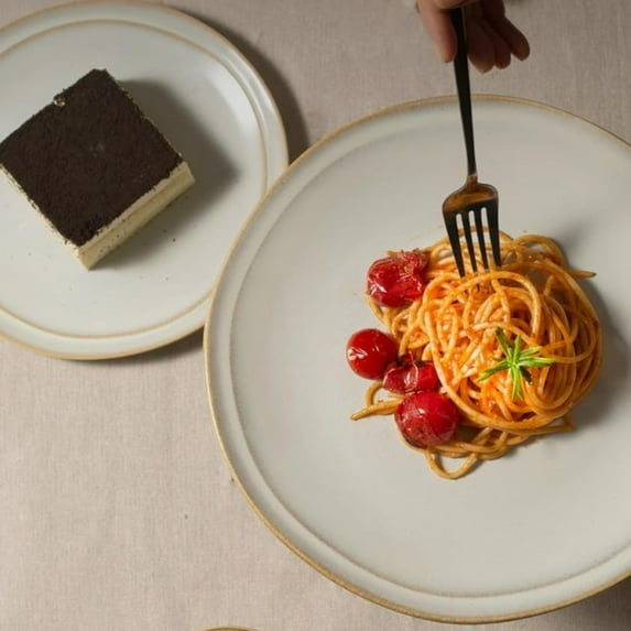 4+2pcs Dinner Plates Set, 10.5-Inch Scratch Resistant Stoneware Dishware - Microwave & Dishwasher Safe, Reactive Glaze