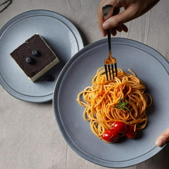 4+2pcs Dinner Plates Set, 10.5-Inch Scratch Resistant Stoneware Dishware - Microwave & Dishwasher Safe, Reactive Glaze