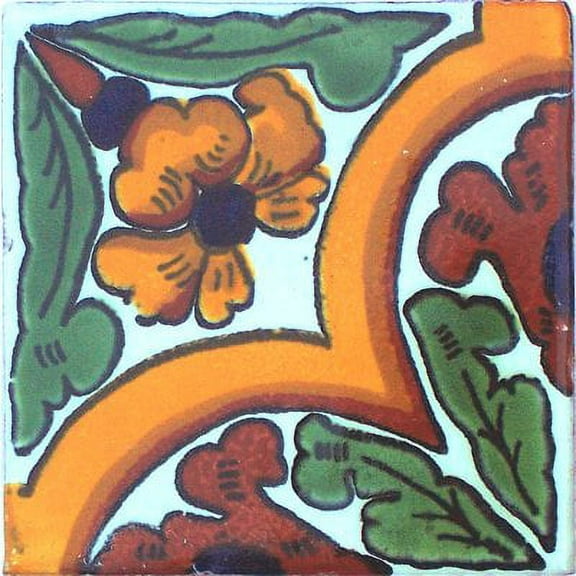 4.2x4.2 Ada Talavera Mexican Tile, Set of 9 pcs