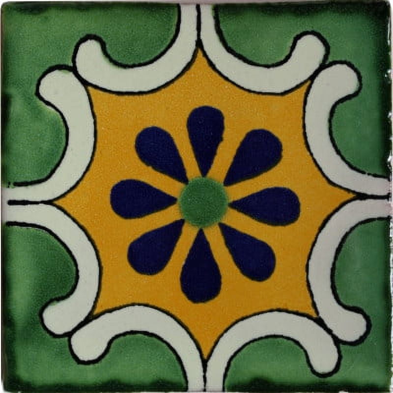 4.2x4.2 Arab Green Talavera Mexican Tile, Set of 9 pcs - Walmart.com