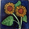 thumbnail image 1 of 4.2x4.2 Double Sunflower Talavera Mexican Tile, Set of 9 pcs, 1 of 3
