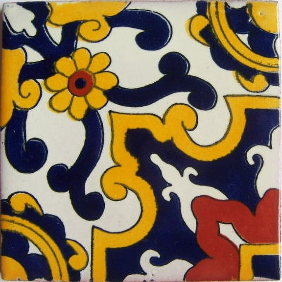 4.2x4.2 Hidalgo Talavera Mexican Tile, Set of 9 pcs