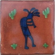 4.2x4.2 Kokopelli Talavera Mexican Tile, Set of 9 pcs