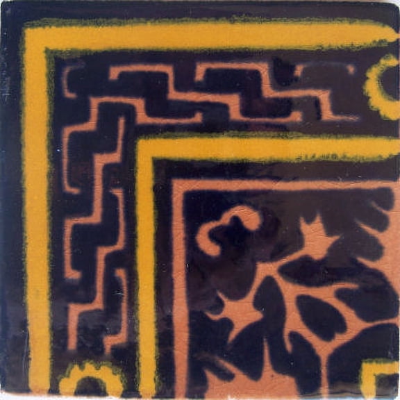 4.2x4.2 Soria Corner Talavera Mexican Tile, Set of 9 pcs