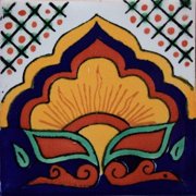 4.2x4.2 Sunrise Talavera Mexican Tile, Set of 9 pcs