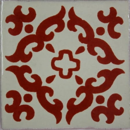 4.2x4.2 Terracotta Barroco Talavera Mexican Tile, Set of 9 pcs