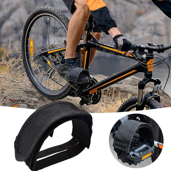 4/3/2/1PCS Bike Pedal Straps Heavy Duty Nylon Bike Footrest Strips Anti-Slip Double Adhesive Pedal Toe Clip Strap Adjustable Biking Accessory, Black