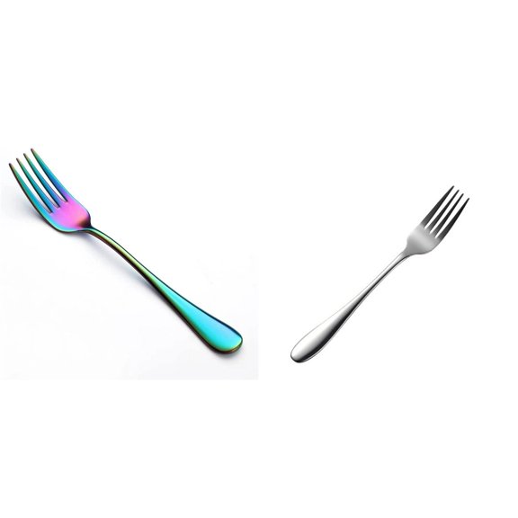 4/3/2/1PCS Stainless Steel Dessert Forks Shiny Rainbow Metal Small Cake Fork Silverware Salad Forks Kitchen Utensils Dishwasher Safe