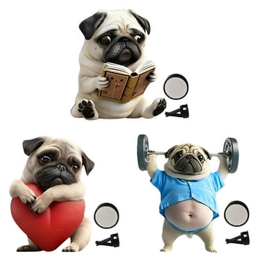4/3/2/1pcs Adorable Pug Acrylic Car Air Vent Fragrance Diffuser, 2D Cute Dog Design Solid Scented, Creative Car Diffuser Vent Clip, Fun & Stylish Interior Accessory