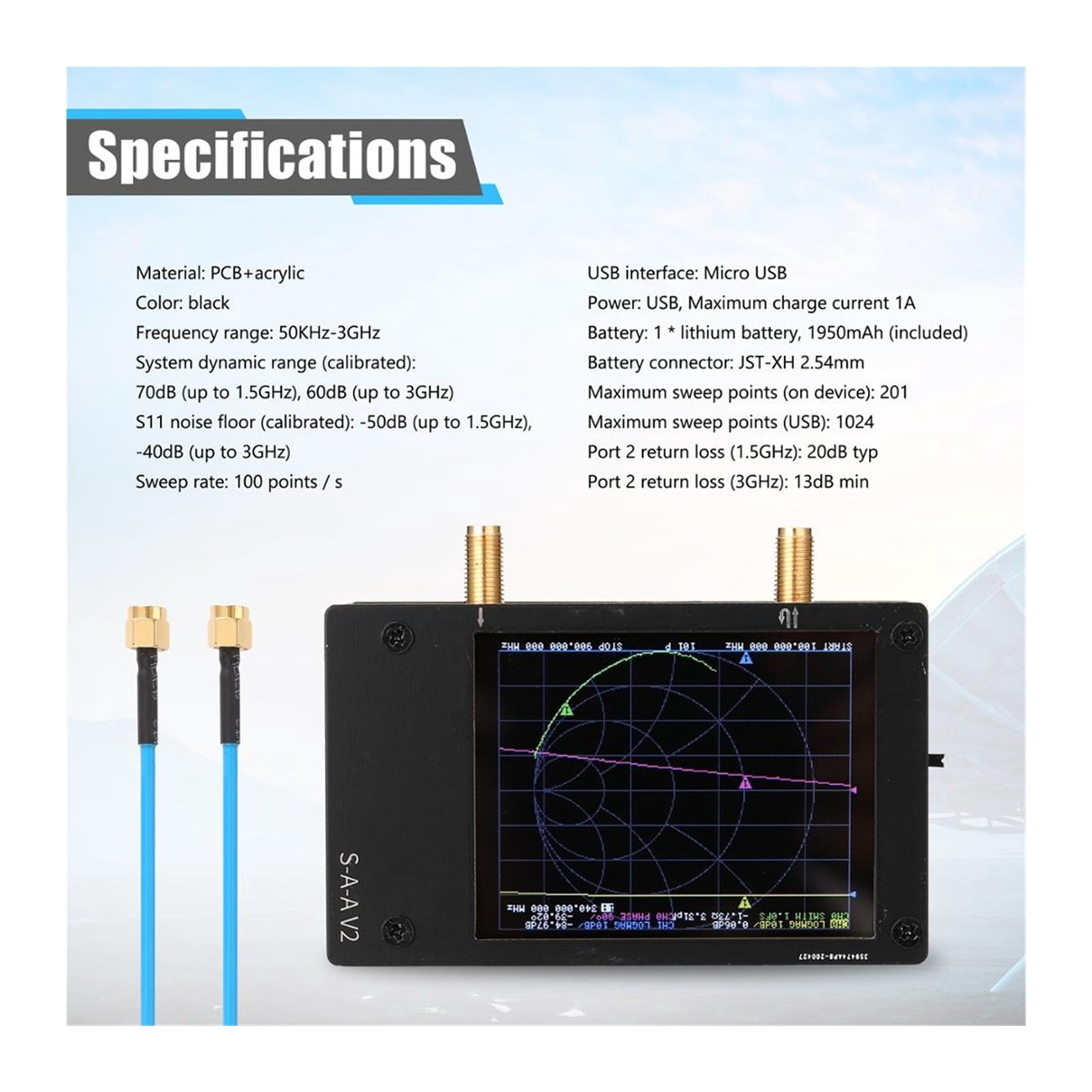Vna Screen 4.3/3.2/2.8In Screen 3G Vector Network Analyzer S-A-A-2 VNA V2 Antenna ...