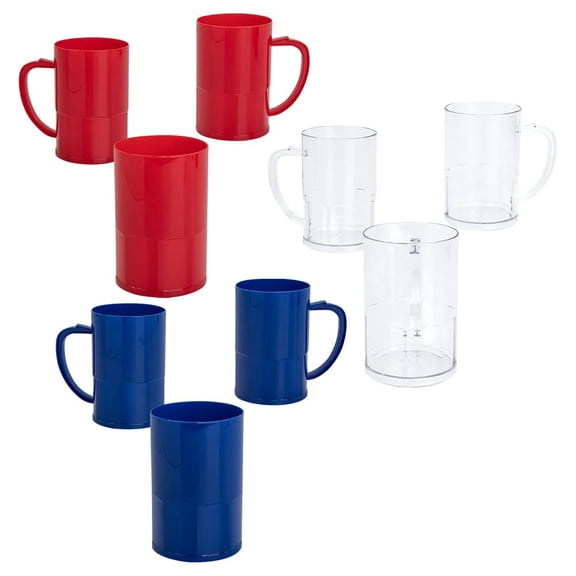 4 3/4" 14 oz. Patriotic Red, Clear & Blue Reusable Plastic Mug Assortment 36 Ct.