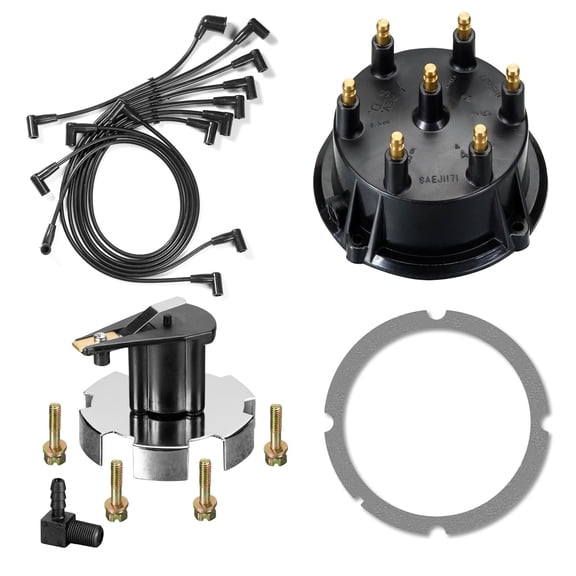 4.3 4.3L V6 Ignition Distributor Cap Rotor Spark Plug Wires Tune UP KIT Compatible with MERCRUISER Mercury Marine Thunderbolt TKS 84-816761Q16, 815407Q5 by FASWORX