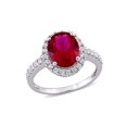 thumbnail image 1 of 4 3/4 Carat (Ctw) Lab-Created Ruby and White Sapphire Halo Engagement Ring in 10K White Gold for Women, 1 of 6