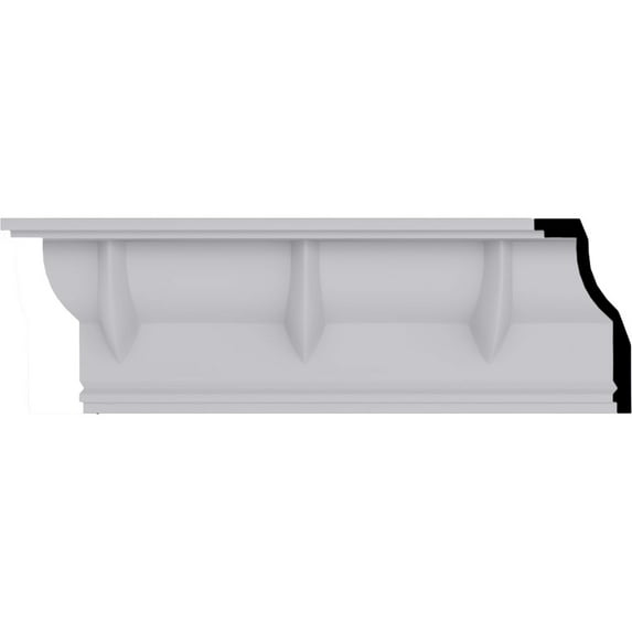 4 3/4"H x 2 3/8"P x 5 1/4"F x 94 1/2"L Deco Crown Moulding