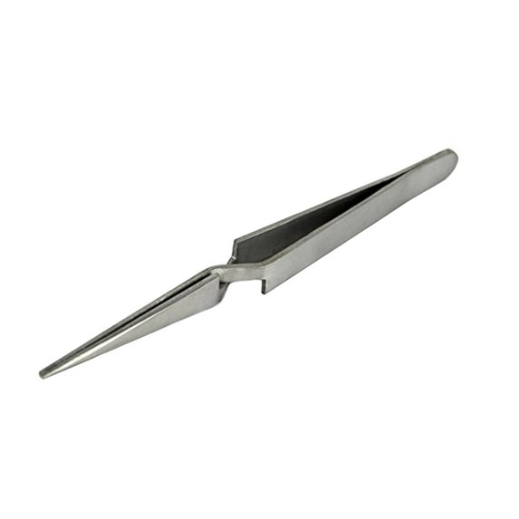 4-3/4" Straight Point Tipped Stainless Steel Cross-Locking Tweezers - TWEZ-0031